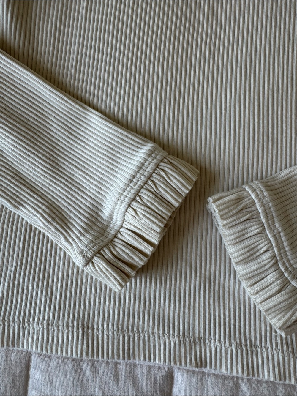 J.Cream Ribbed Mock Ruffle Neck Long-Sleeve Top - Picture 3 of 7